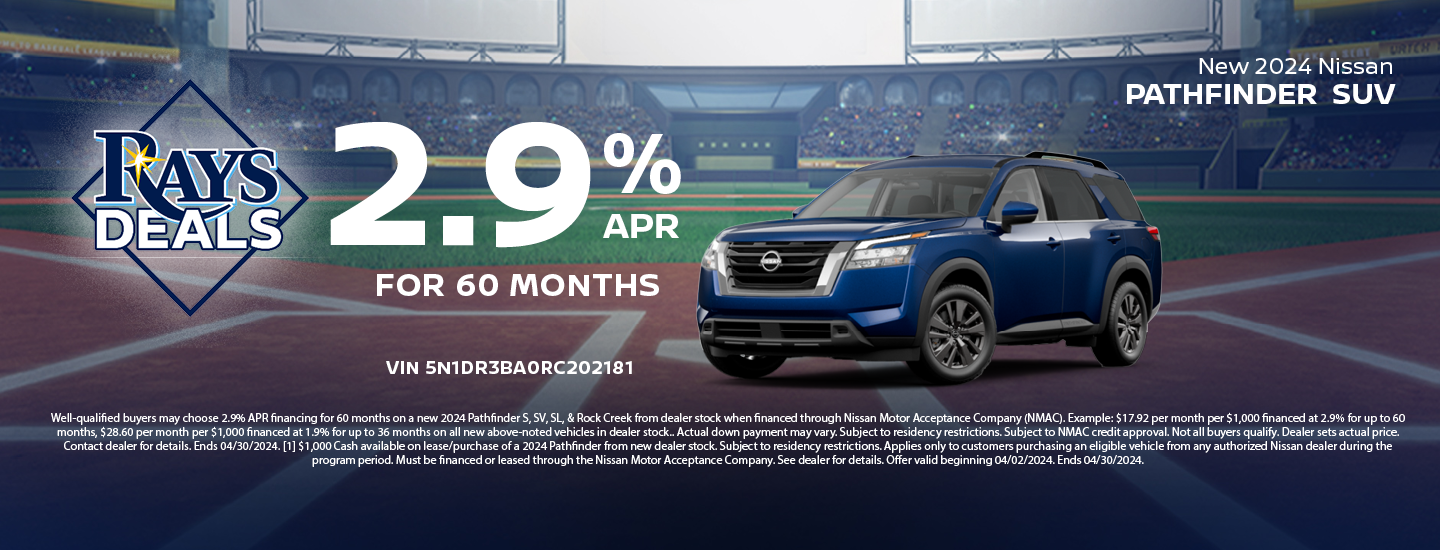 '24 PATHFINDER 2.9% APR FOR 60 MOS.